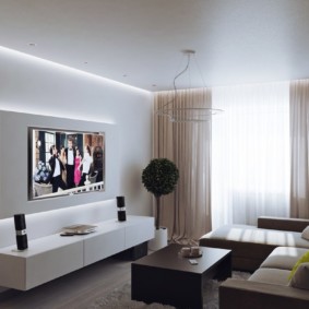 Illumination of furniture in the living room interior