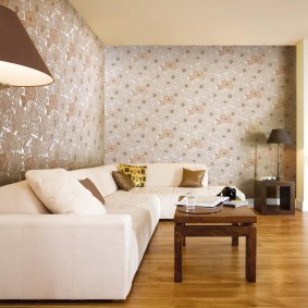 Zoning vinyl wallpaper living room space