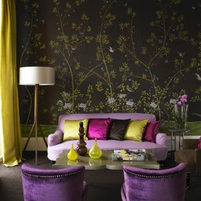Non-woven wallpaper in a modern style room