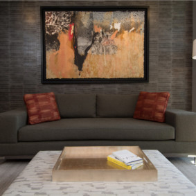 Abstract painting in the interior of the apartment