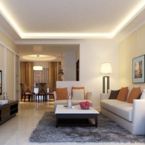LED ceiling lighting in the hall of a two-bedroom apartment
