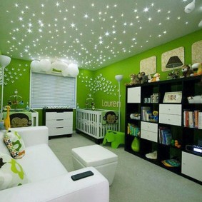 Çocuk yatak odasında yıldız tavan