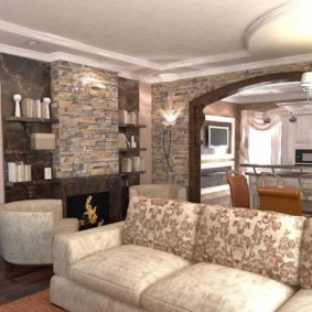 Wall and fireplace decoration with artificial stone
