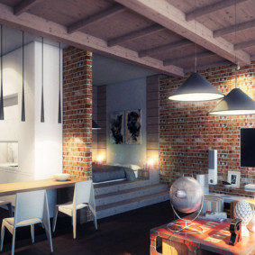Interior design of a private house with loft elements