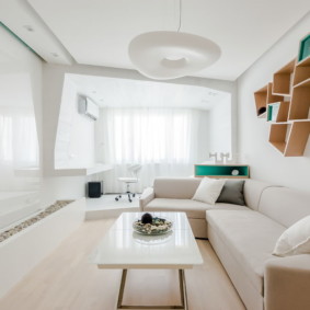 Narrow high-tech living room