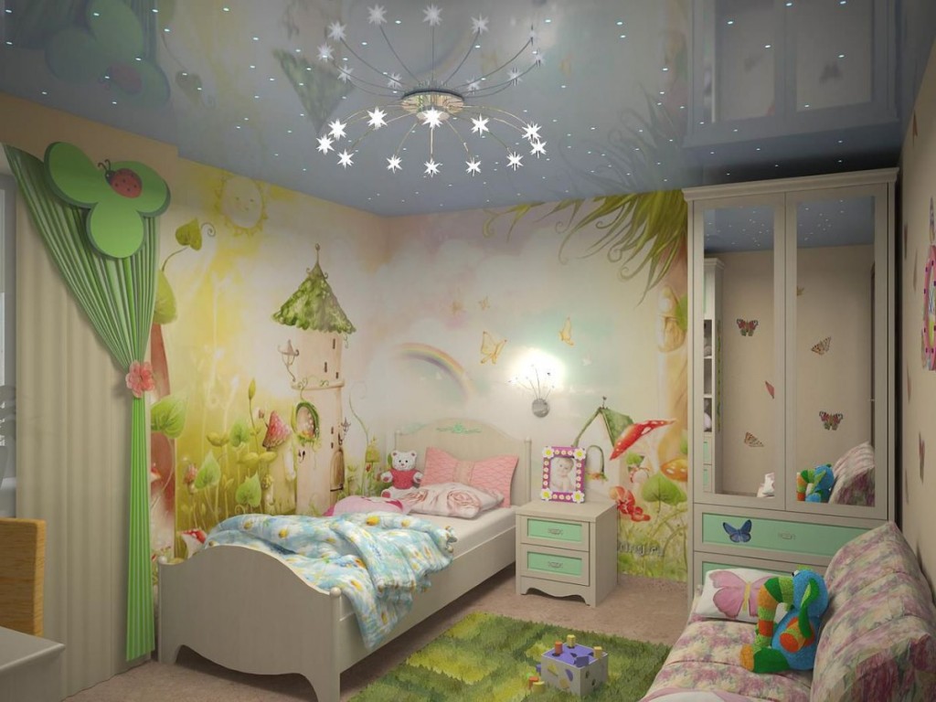 Bir çocuk yatak odası duvar duvar resmi