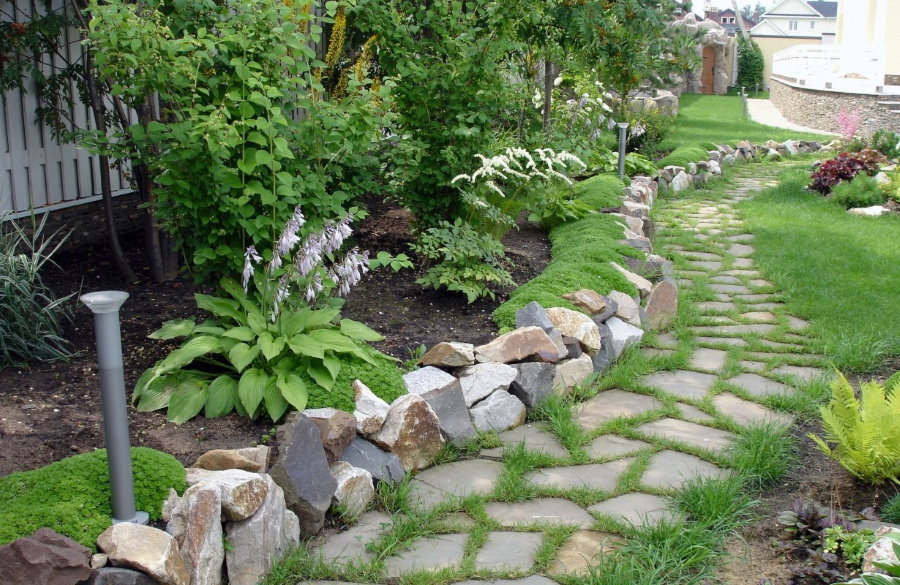 stone curb along the garden path
