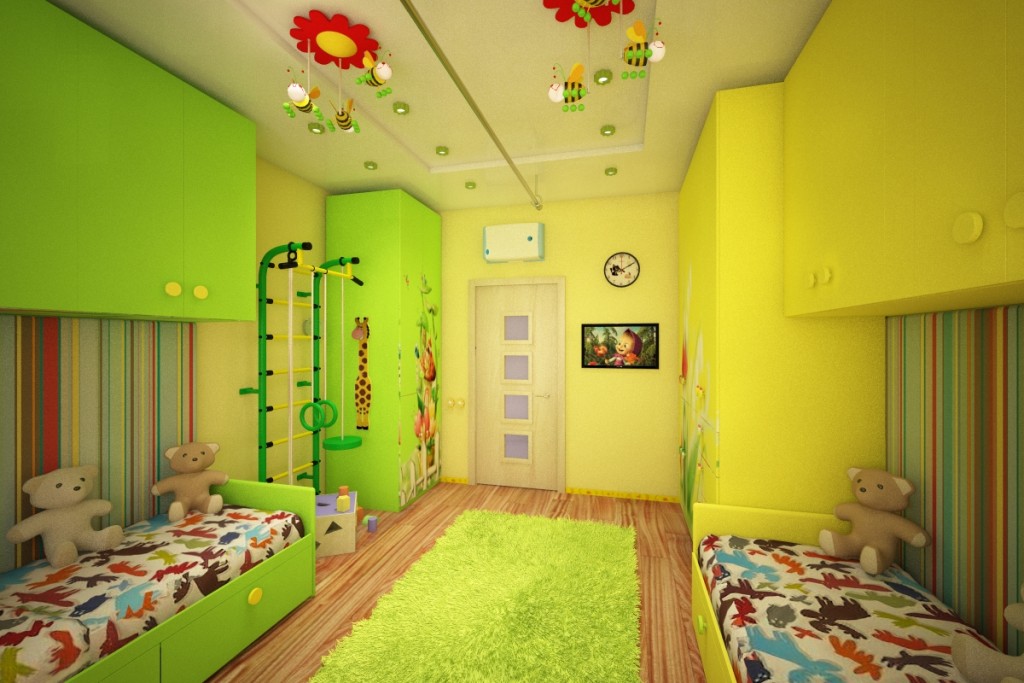 تصميم غرفة للأطفال مع سقف مجتمعة