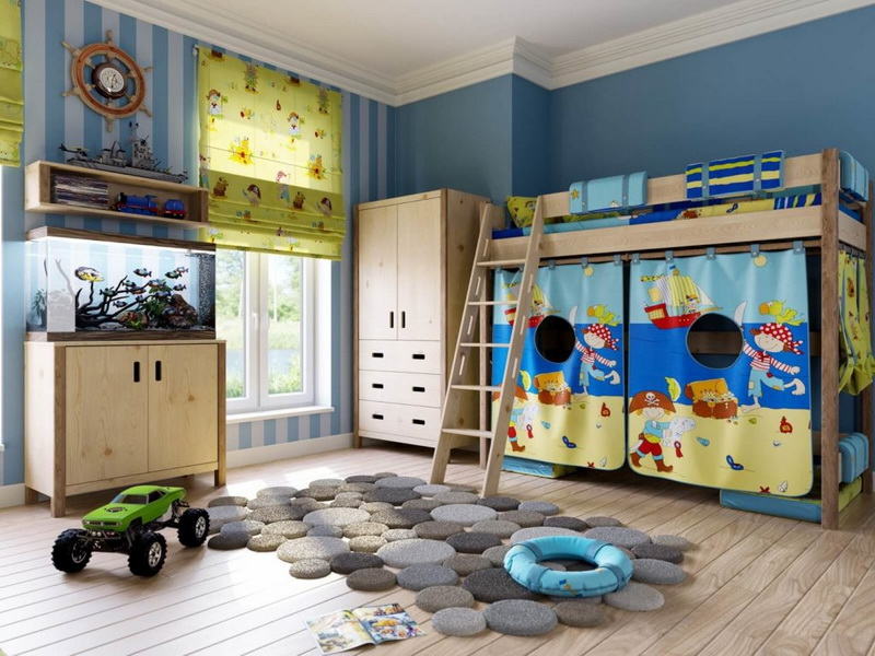 Bir çocuğun odasındaki dairelerden oluşan bir halı