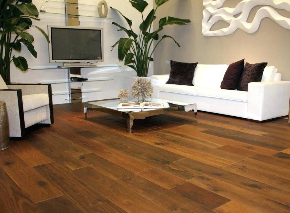 Laminate floor with white sofa