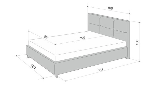 Dessin et dimensions du lit pour un adolescent