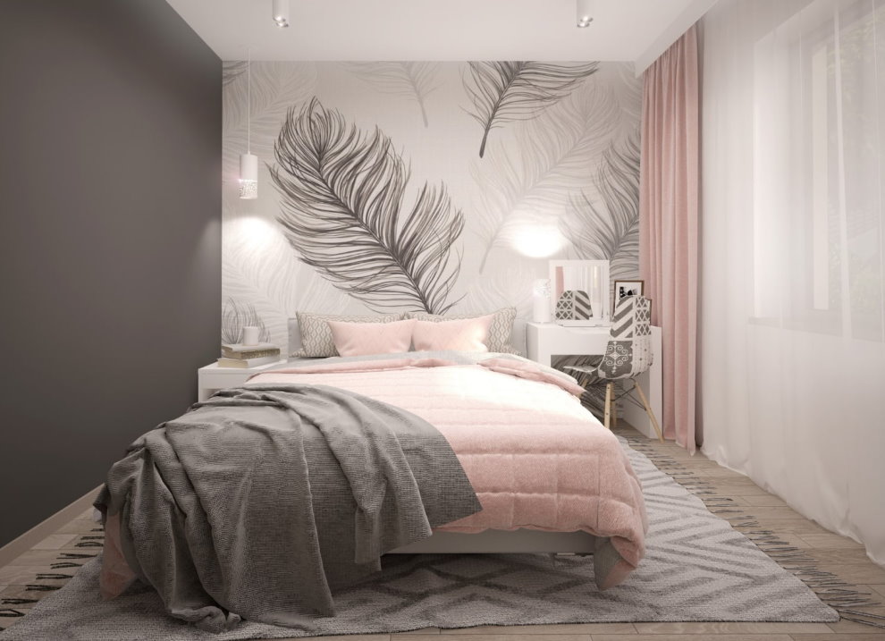 Bebek yatak odası tasarımı pembe Tekstil ile.