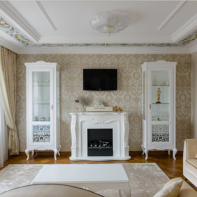 White sideboards in the living room