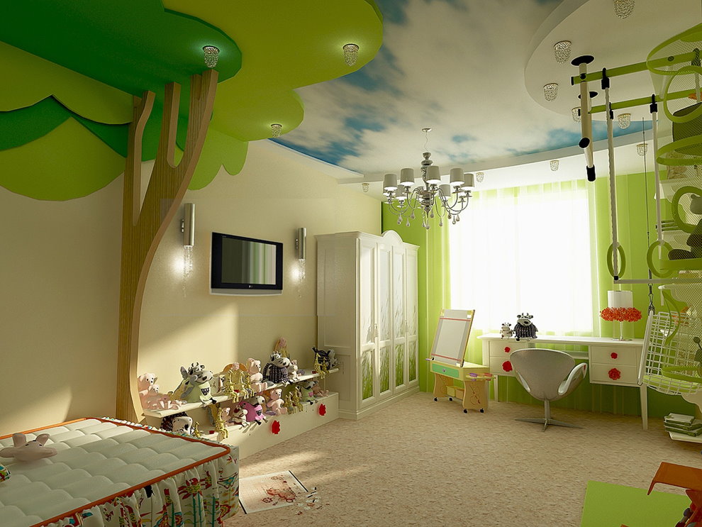 تقسيم سقف مساحة غرفة الأطفال