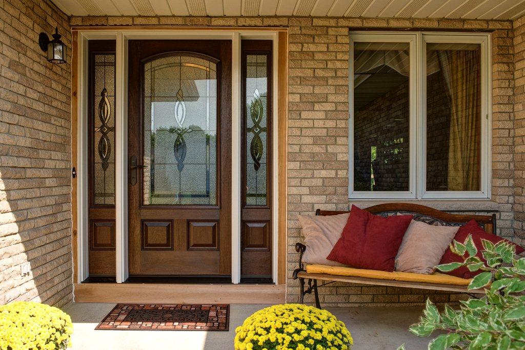 wooden front door design photo