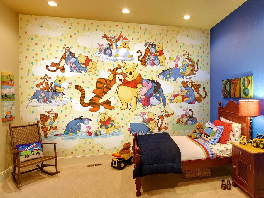 Wall mural in the bedroom of a little boy