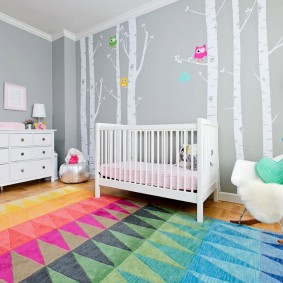 Bright carpet in a baby room
