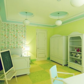 ظلال خضراء في تصميم غرفة الأطفال