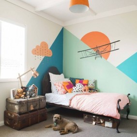 Çocuk odası duvar boya geometrik desenler