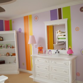 Coloration rayée des murs de la chambre des enfants
