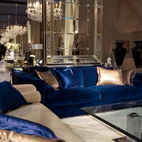 Mirror panel over a chic sofa