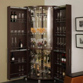 Bar cabinet with wine bottle shelves