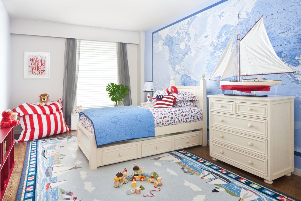 Bebek odası tasarımı mavi tonlarında.