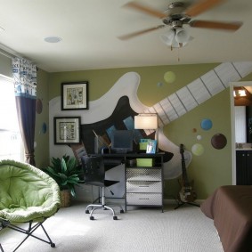 Papiers peints avec une guitare dans la chambre d'un garçon