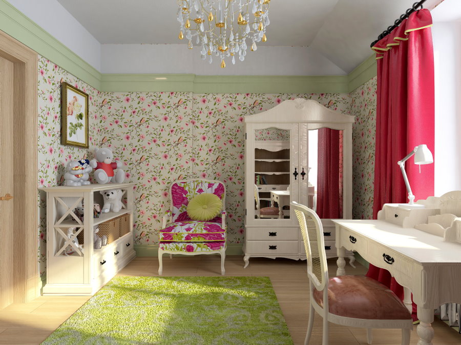 Wallpaper for the little girl’s olive room