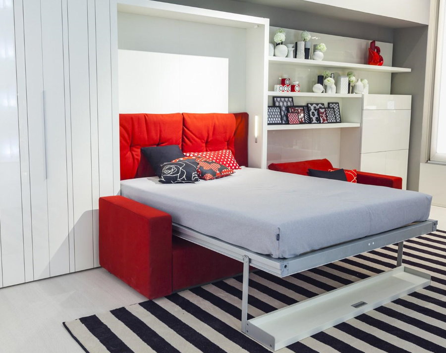 Folding bed in a small apartment