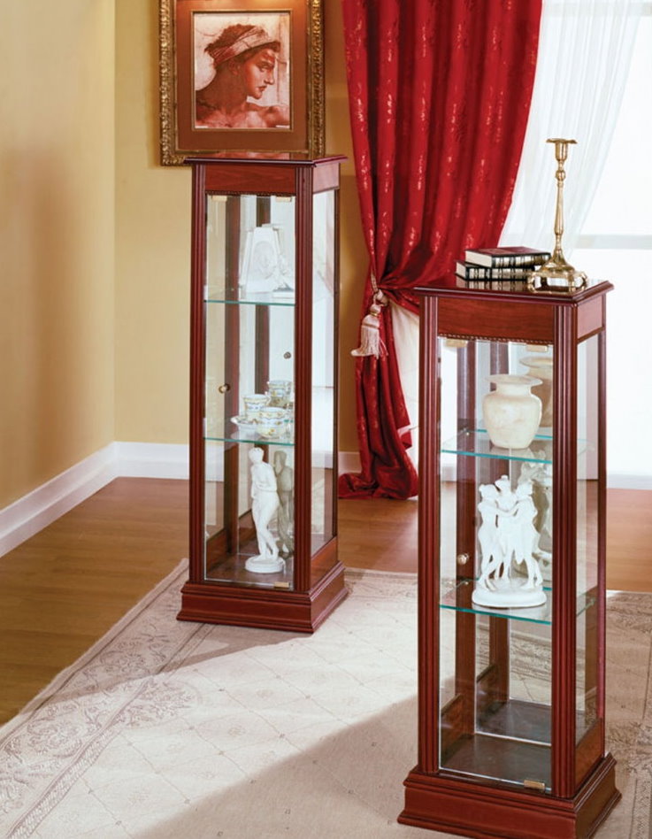 Showcase pedestal made of wood and glass