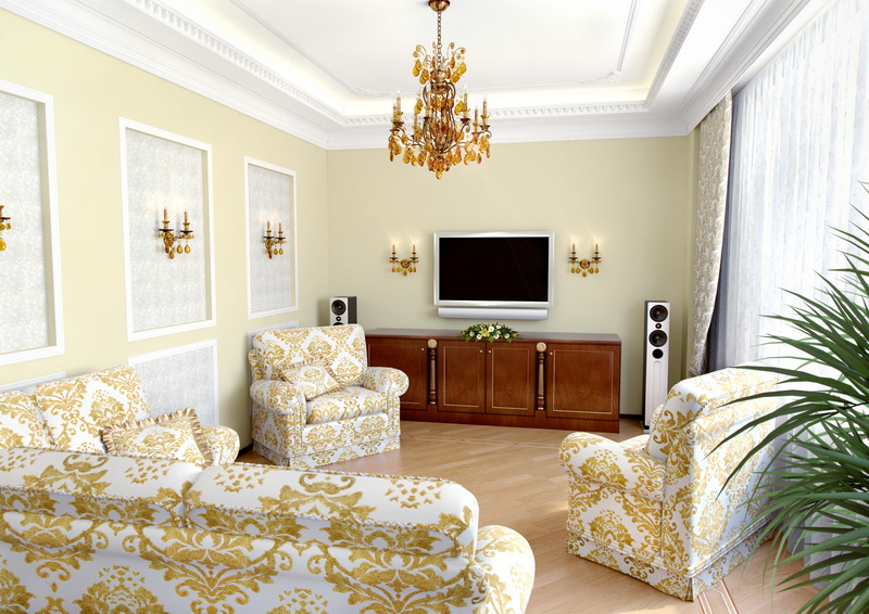 طلاء الجدران في غرفة المعيشة الباروك