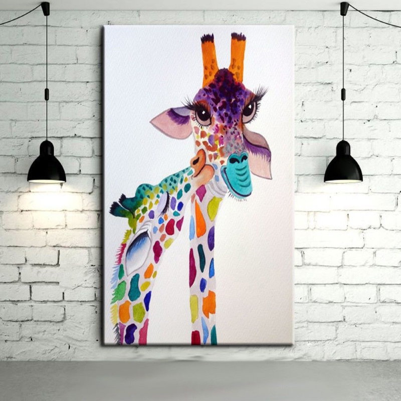 Bir zürafa çocuk poster üzerinde çizim suluboya
