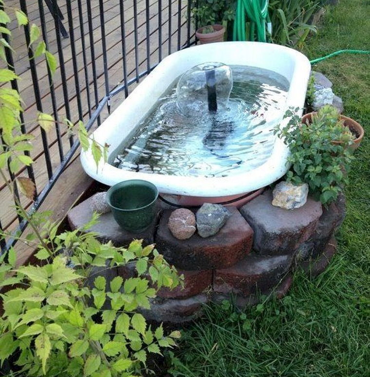 DIY pond in the country from an old bath