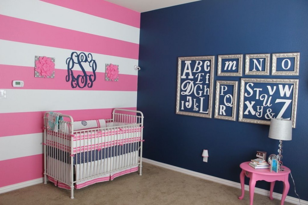 Pink and blue room for a girl