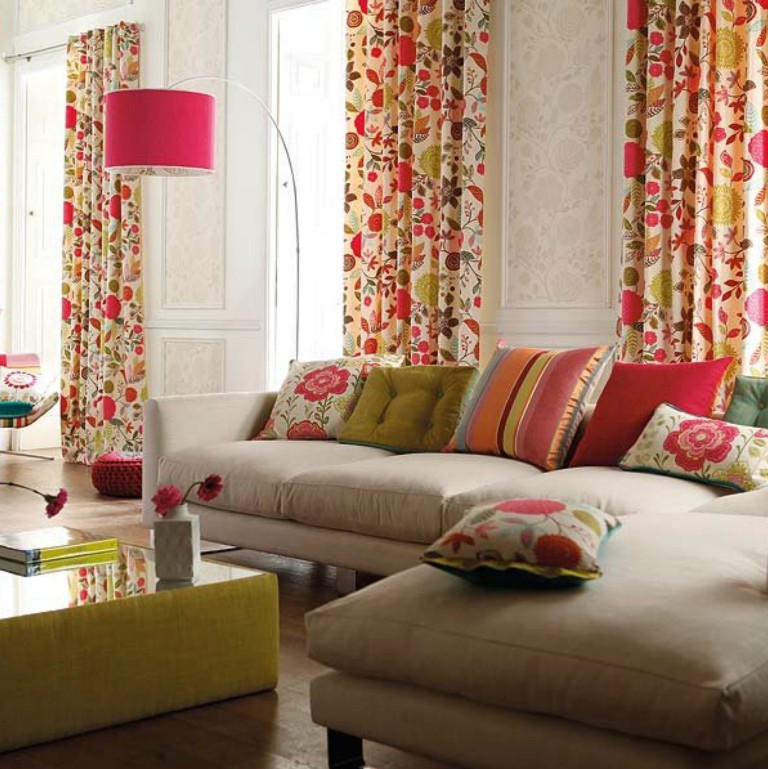 The selection of curtains in the room for textiles on the couch