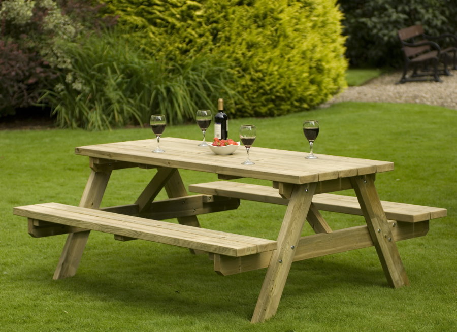 Wooden furniture for the garden relaxation area