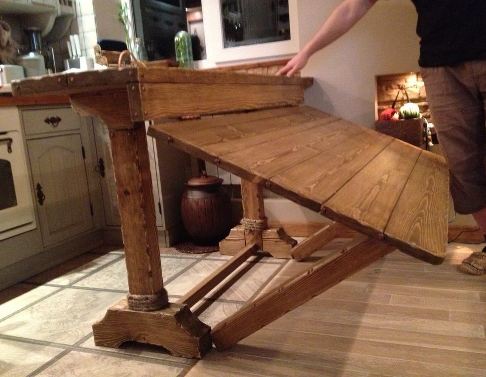 Folding wooden table for a country style living room