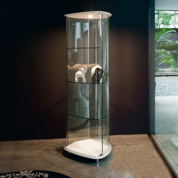 Unusual tempered glass display case for dishes