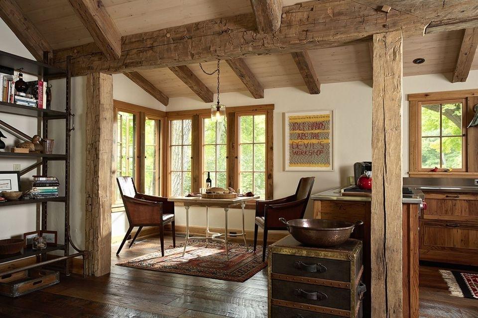 Wooden beams on the ceiling of a country house