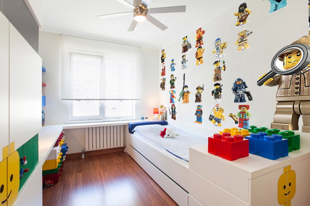 Interior of a bright room for a boy