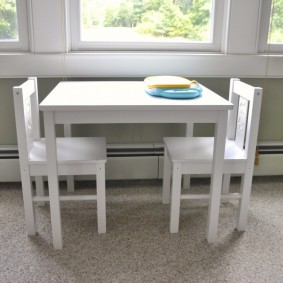 White square table