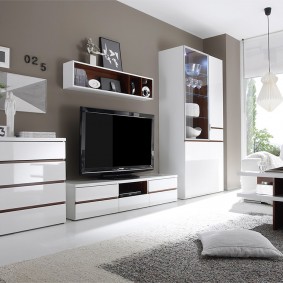 Furniture set with glossy facades