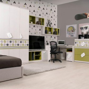 Design of a teenage room with modular furniture