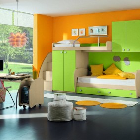 Light green furniture of modular type