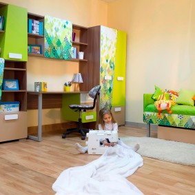 Bright furniture in the little girl’s room