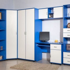 Blue and white modular furniture