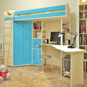 Loft bed with computer desk