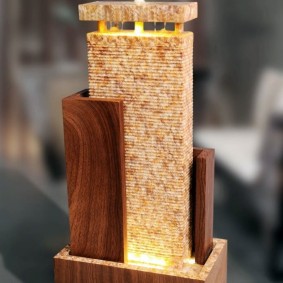 Table waterfall on a wooden stand