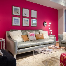Bright wall in a small living room